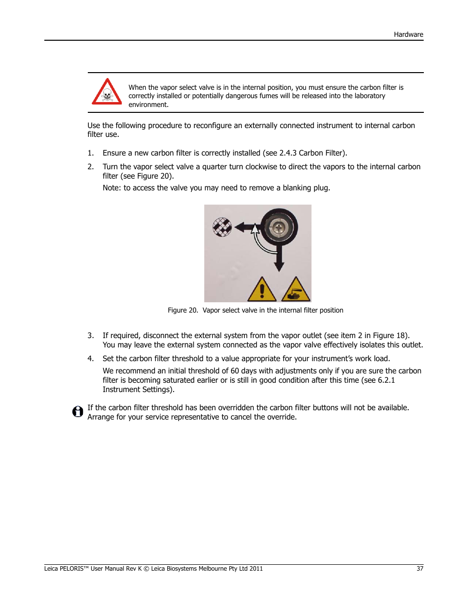 Er system, see returning to the internal, Filter system | Leica Biosystems PELORIS_PELORIS II User Manual | Page 37 / 160