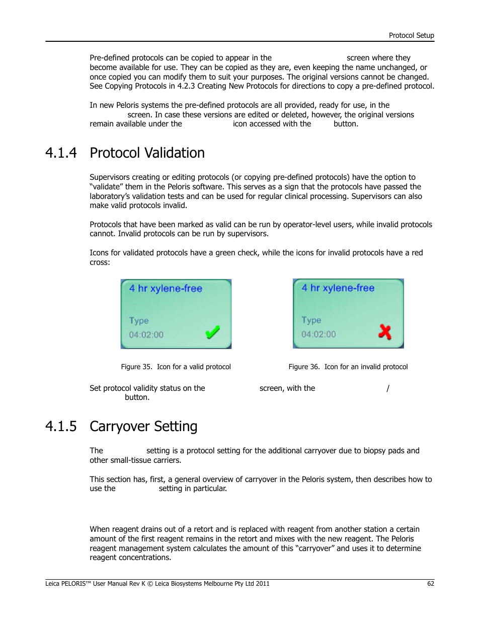 4 protocol validation, 5 carryover setting, Protocol validation carryover setting | 4 protocol validation) | Leica Biosystems PELORIS_PELORIS II User Manual | Page 62 / 160