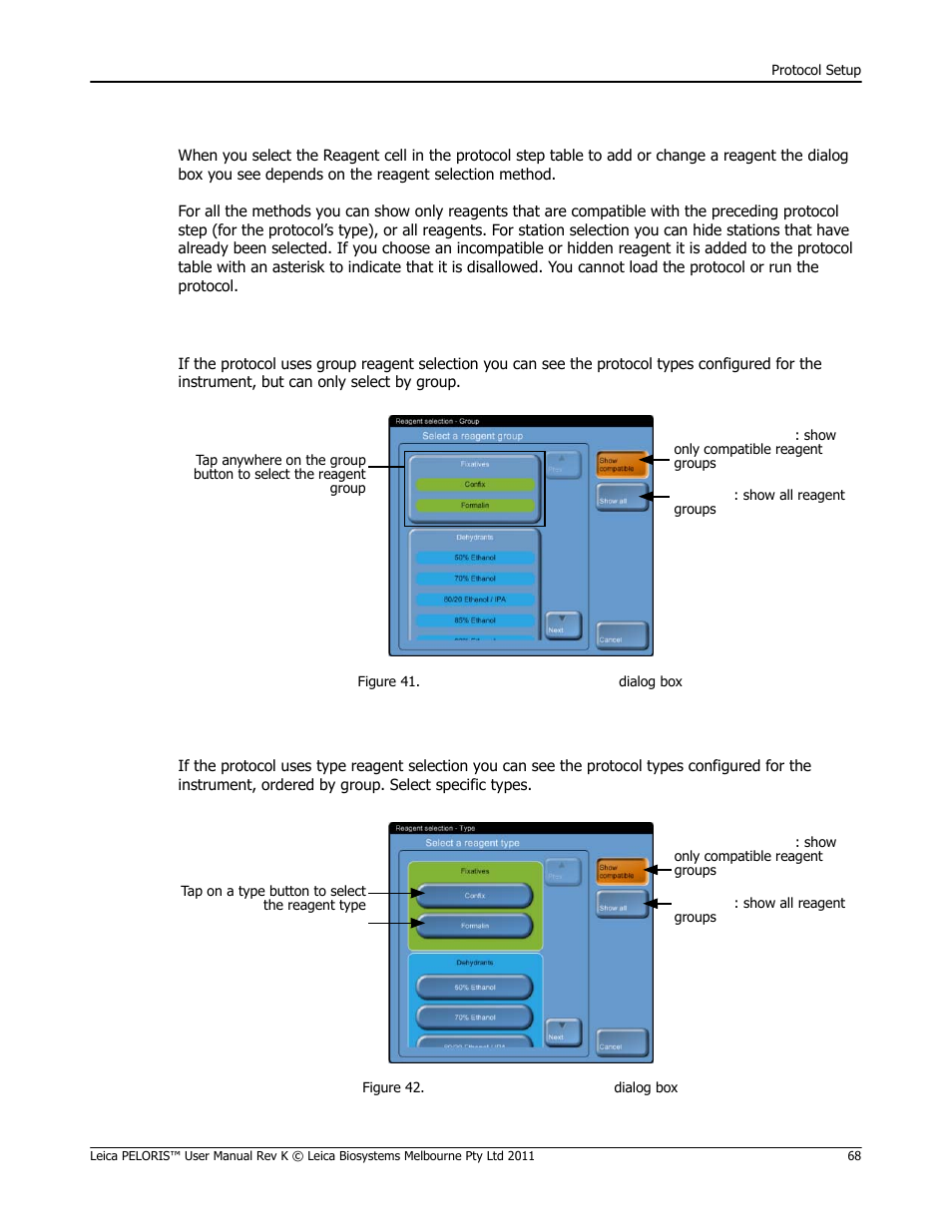 Selecting reagents | Leica Biosystems PELORIS_PELORIS II User Manual | Page 68 / 160