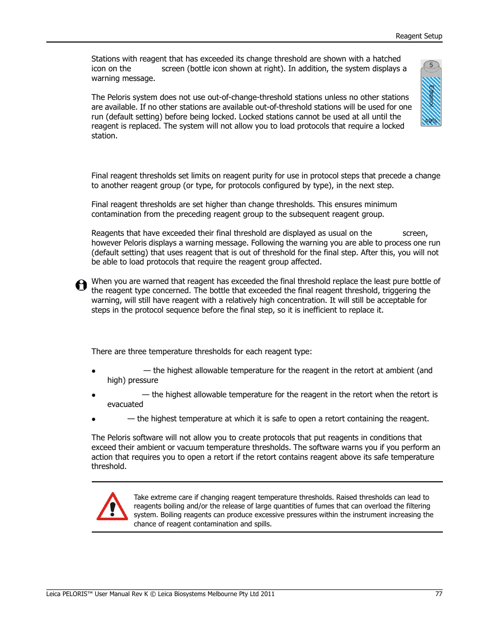 Temperature thresholds | Leica Biosystems PELORIS_PELORIS II User Manual | Page 77 / 160
