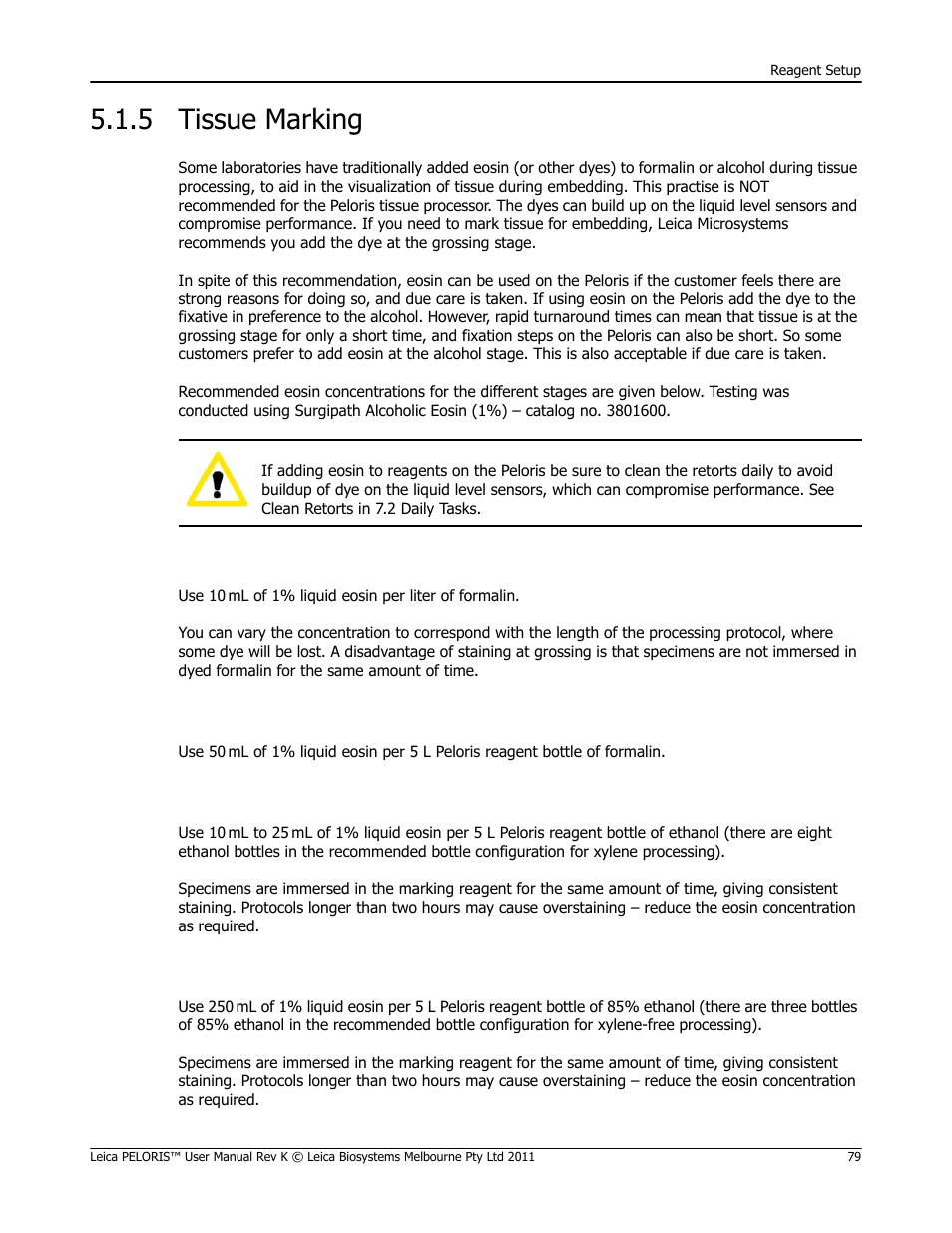 5 tissue marking, Tissue marking | Leica Biosystems PELORIS_PELORIS II User Manual | Page 79 / 160
