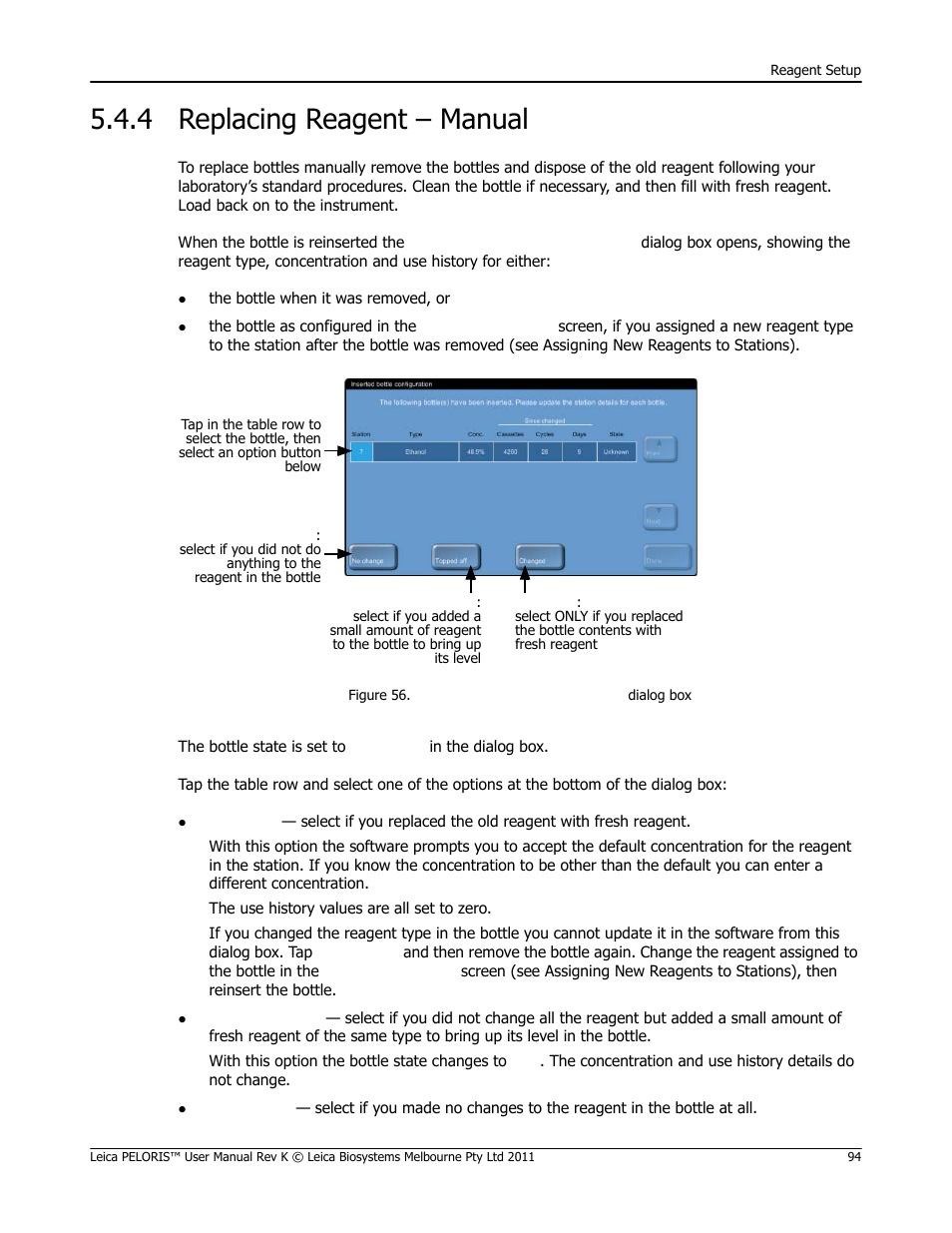 4 replacing reagent – manual, Replacing reagent – manual | Leica Biosystems PELORIS_PELORIS II User Manual | Page 94 / 160