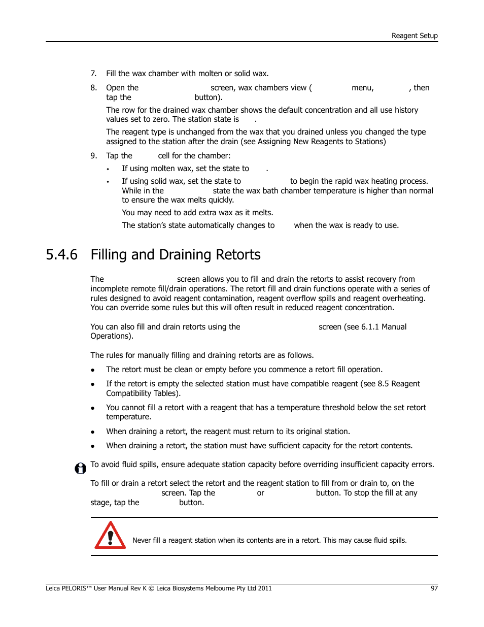 6 filling and draining retorts, Filling and draining retorts | Leica Biosystems PELORIS_PELORIS II User Manual | Page 97 / 160