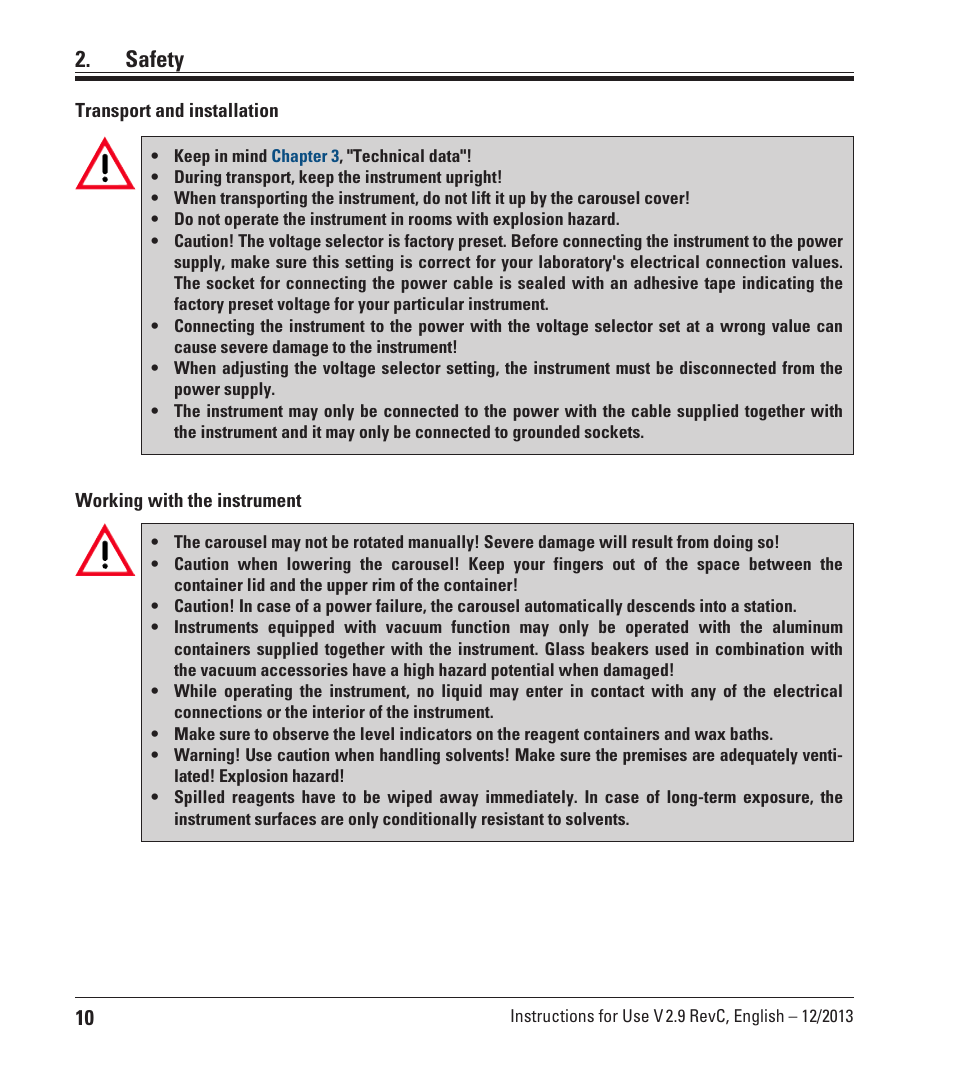 Safety | Leica Biosystems TP1020 User Manual | Page 10 / 102