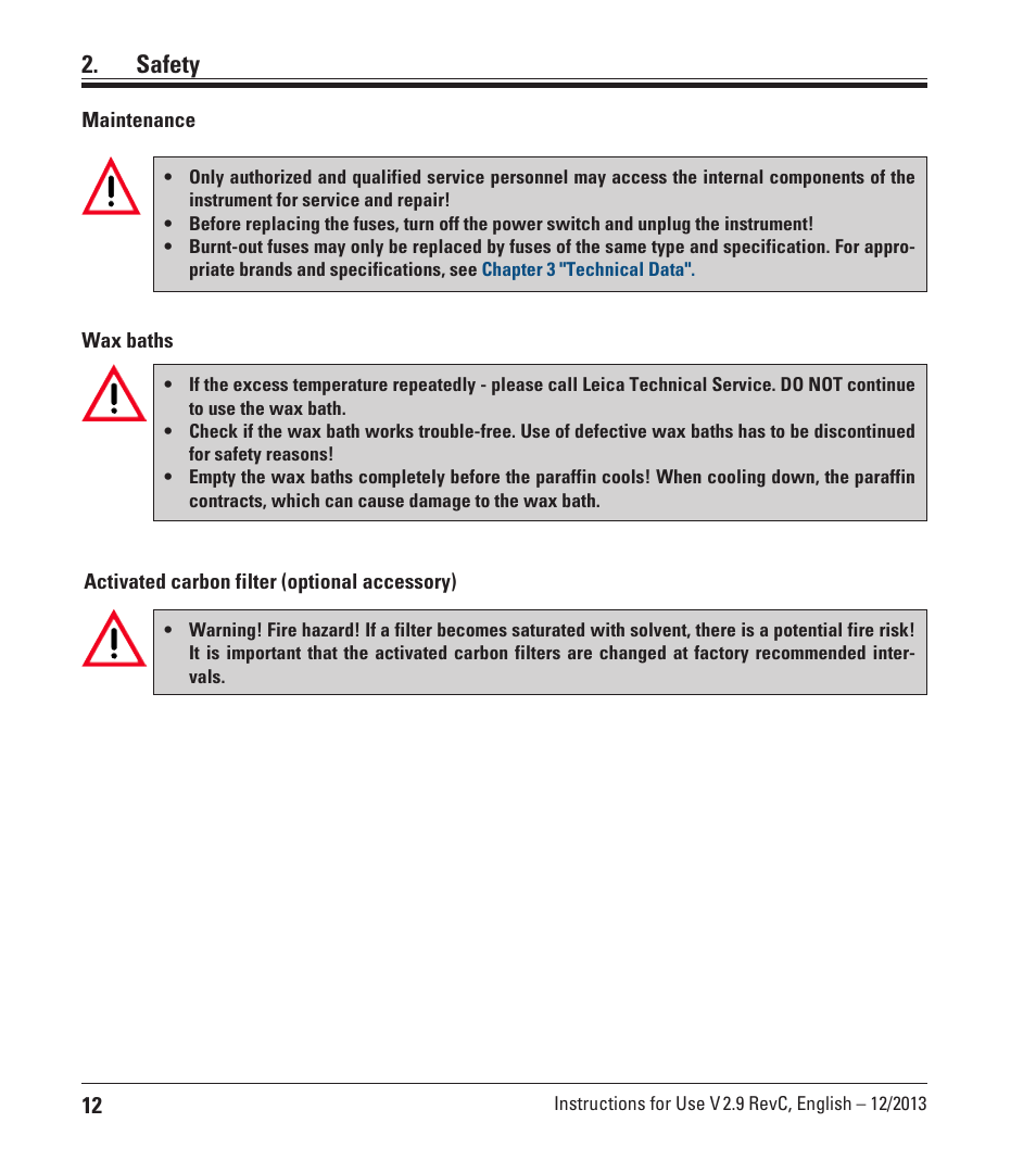 Safety | Leica Biosystems TP1020 User Manual | Page 12 / 102