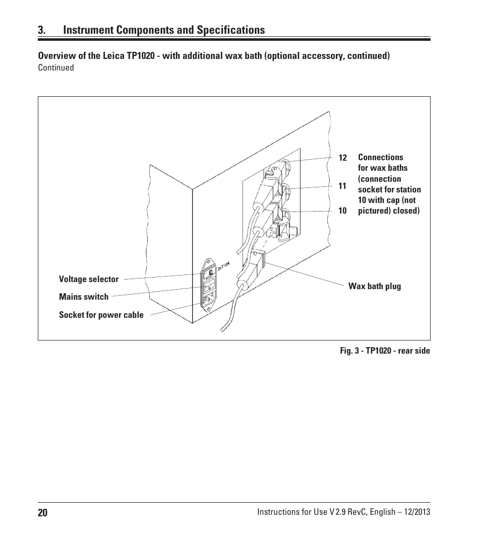 Instrument components and specifications | Leica Biosystems TP1020 User Manual | Page 20 / 102