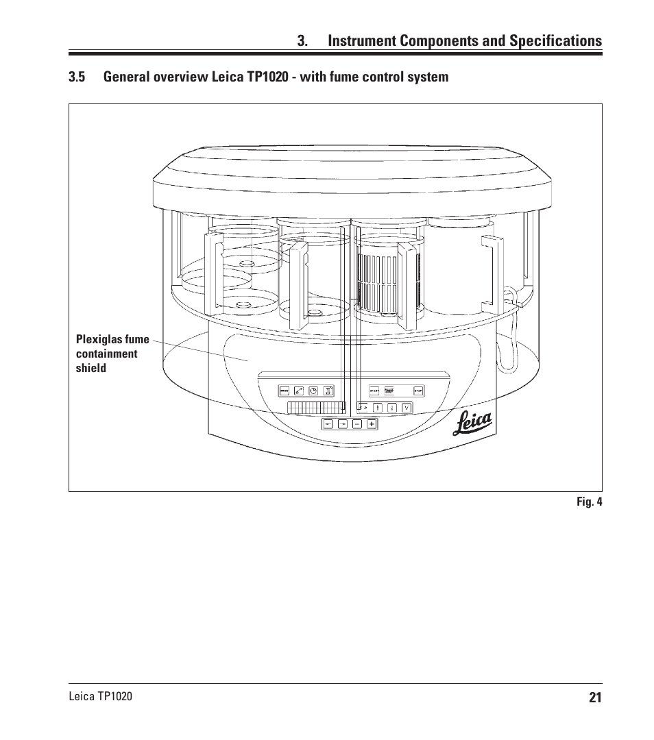 Instrument components and specifications | Leica Biosystems TP1020 User Manual | Page 21 / 102