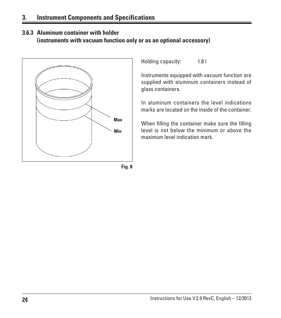 As an optional accessory), Instrument components and specifications | Leica Biosystems TP1020 User Manual | Page 24 / 102