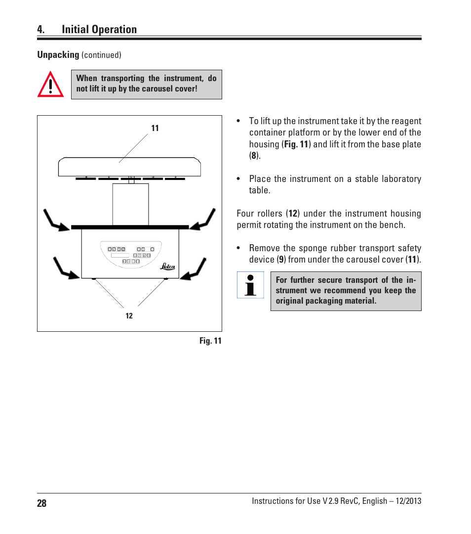 Initial operation | Leica Biosystems TP1020 User Manual | Page 28 / 102