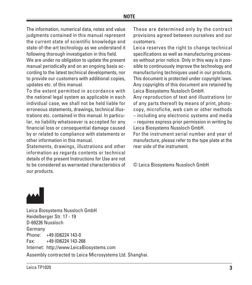 Leica Biosystems TP1020 User Manual | Page 3 / 102