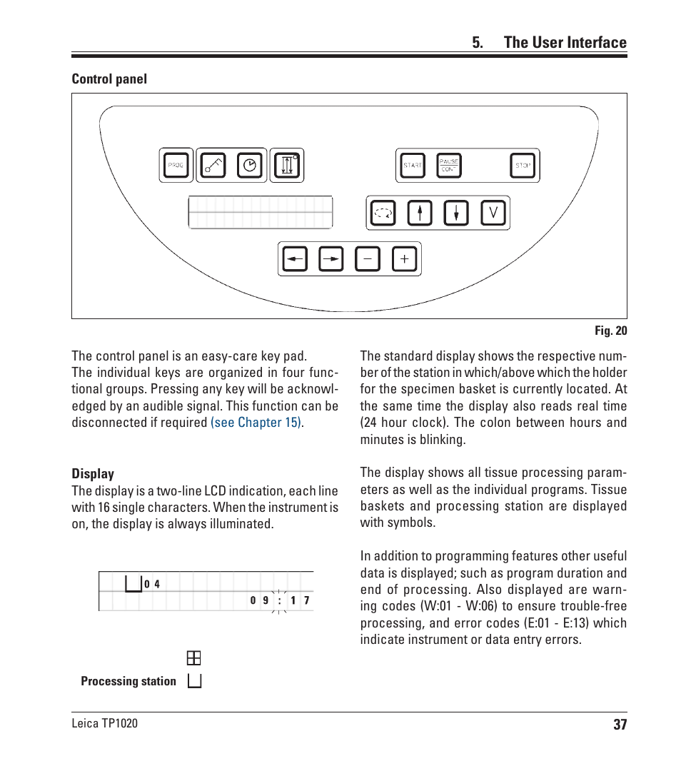 The user interface | Leica Biosystems TP1020 User Manual | Page 37 / 102