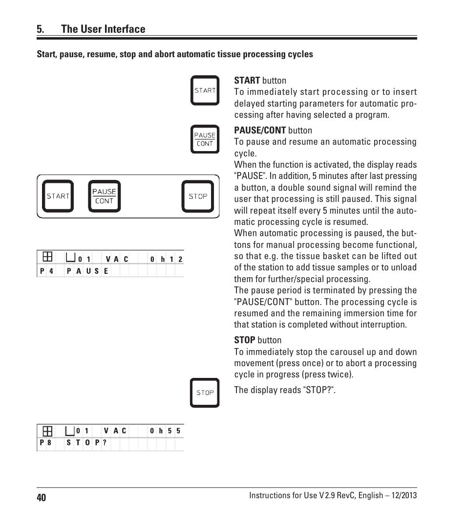The user interface | Leica Biosystems TP1020 User Manual | Page 40 / 102