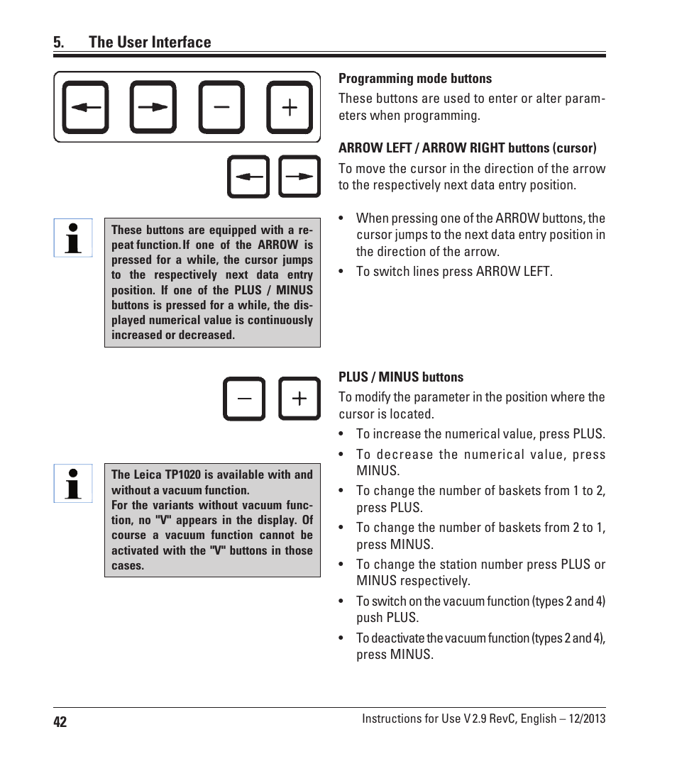 The user interface | Leica Biosystems TP1020 User Manual | Page 42 / 102