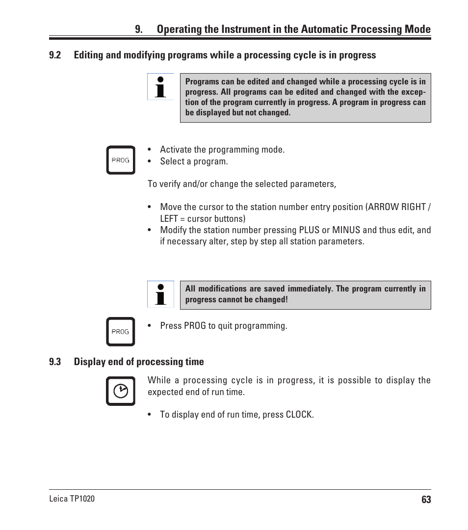 3 display end of processing time, Display end of processing time | Leica Biosystems TP1020 User Manual | Page 63 / 102