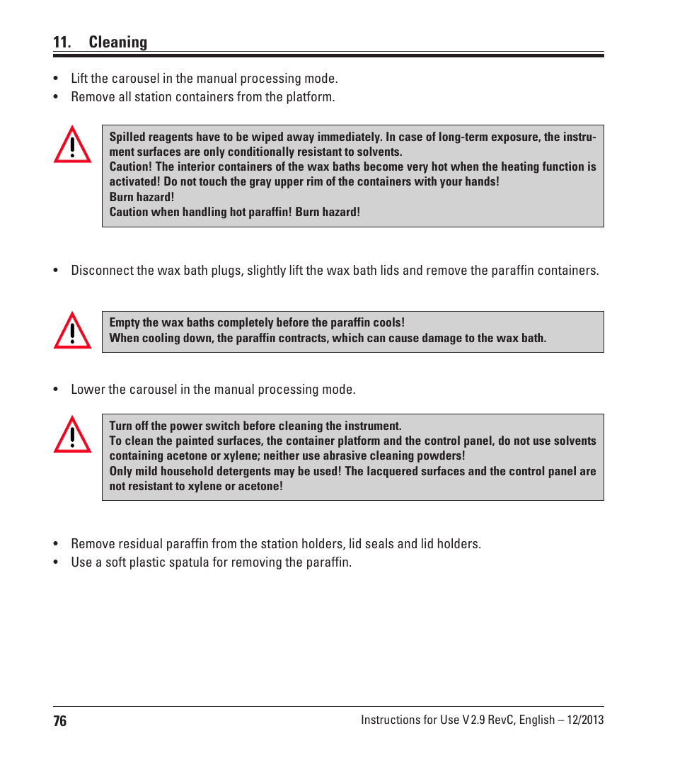 Cleaning | Leica Biosystems TP1020 User Manual | Page 76 / 102