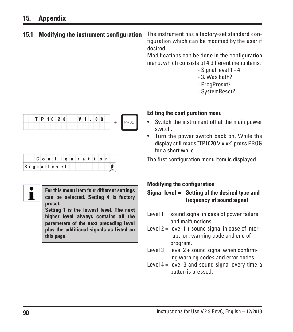 Appendix, 1 modifying the instrument configuration | Leica Biosystems TP1020 User Manual | Page 90 / 102