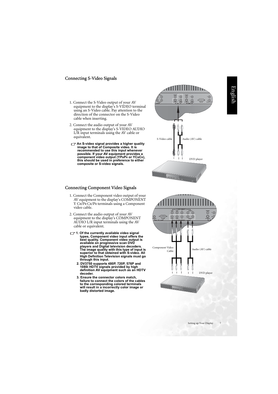 Eng lish | BenQ DV3750 User Manual | Page 13 / 26