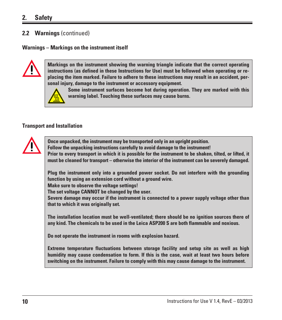 Safety | Leica Biosystems ASP200 S User Manual | Page 10 / 88