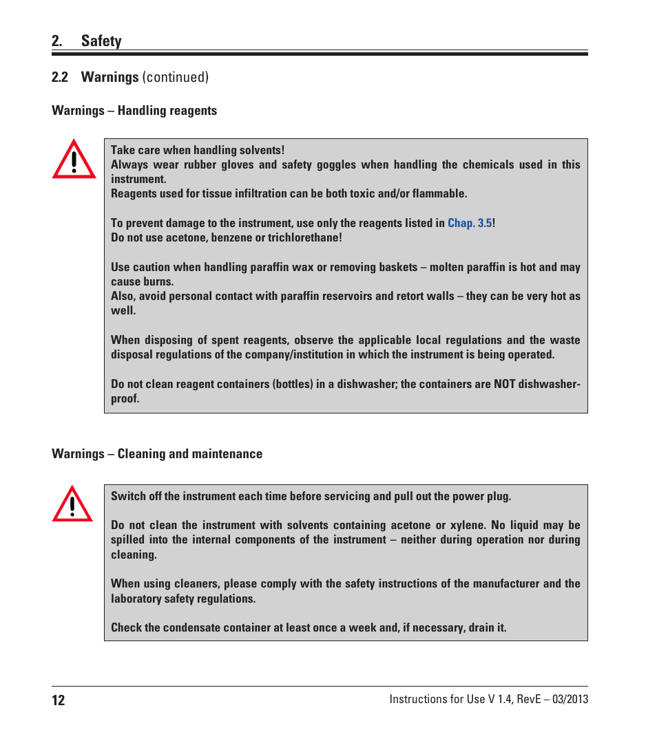 Safety | Leica Biosystems ASP200 S User Manual | Page 12 / 88