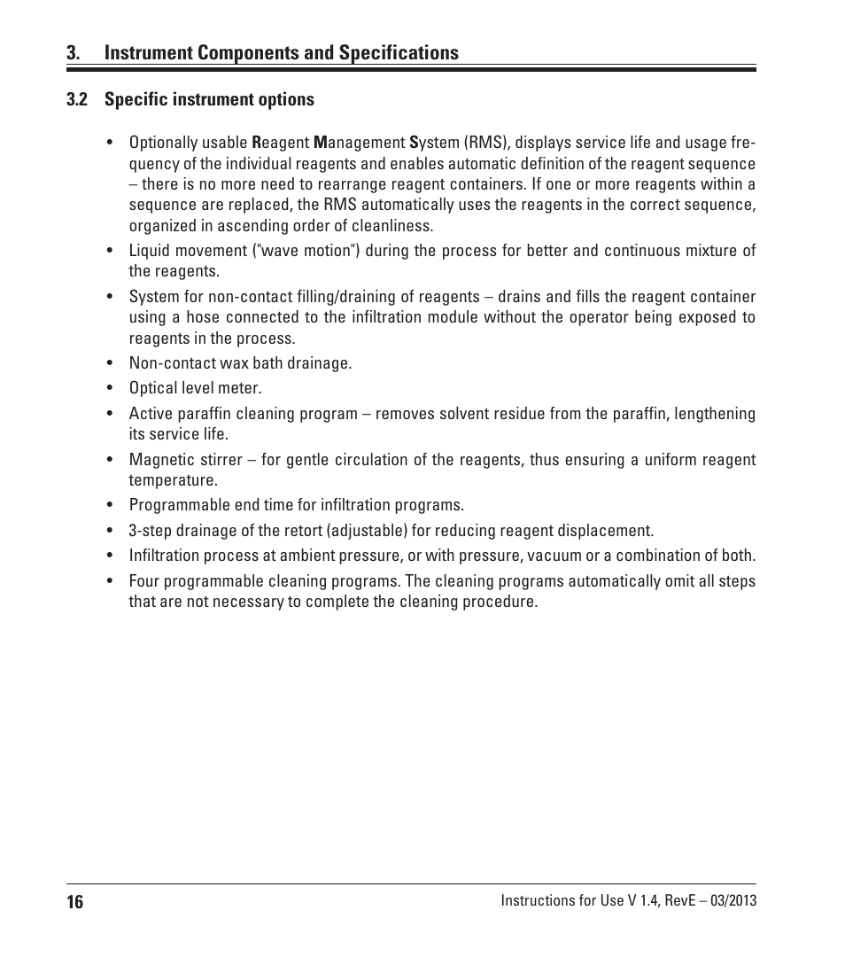 2 specific instrument options, Specific instrument options, Instrument components and specifications | Leica Biosystems ASP200 S User Manual | Page 16 / 88