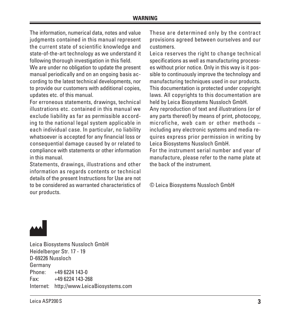 Leica Biosystems ASP200 S User Manual | Page 3 / 88