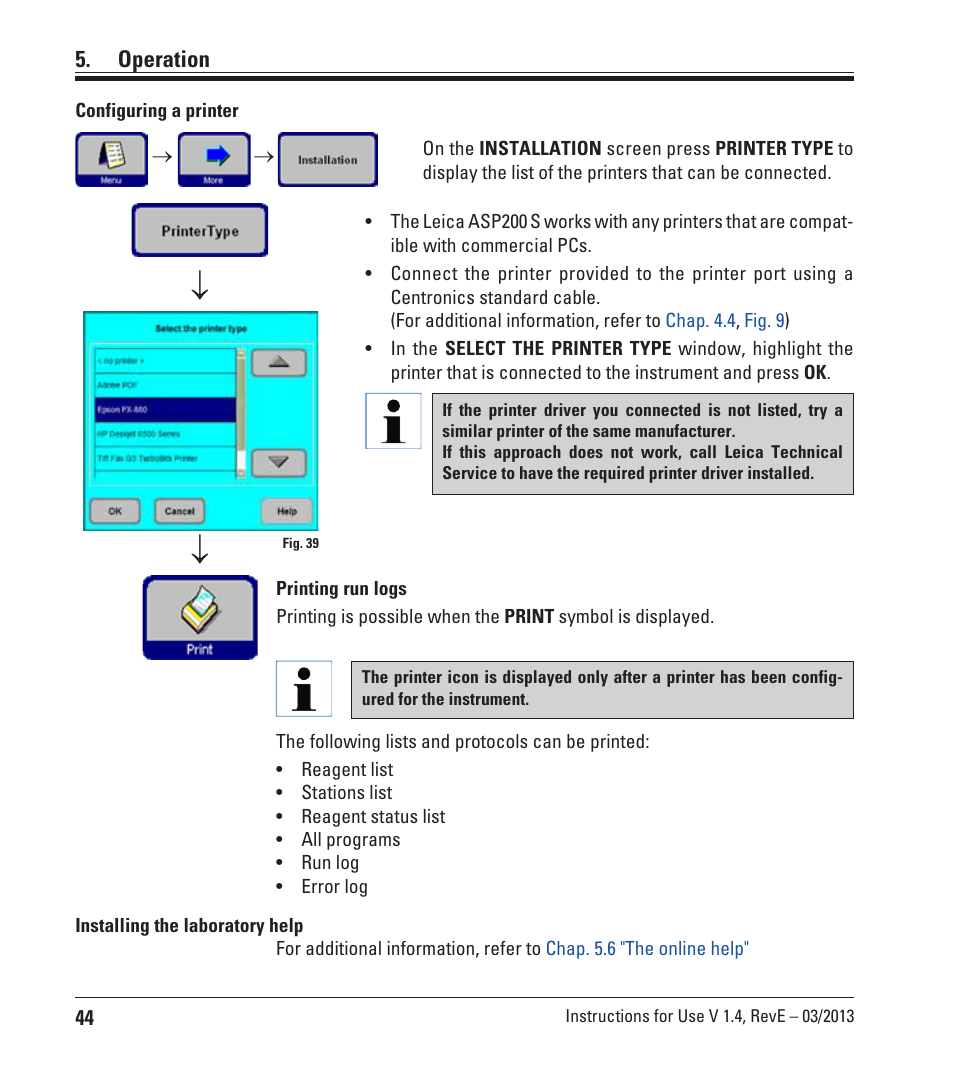 Operation | Leica Biosystems ASP200 S User Manual | Page 44 / 88