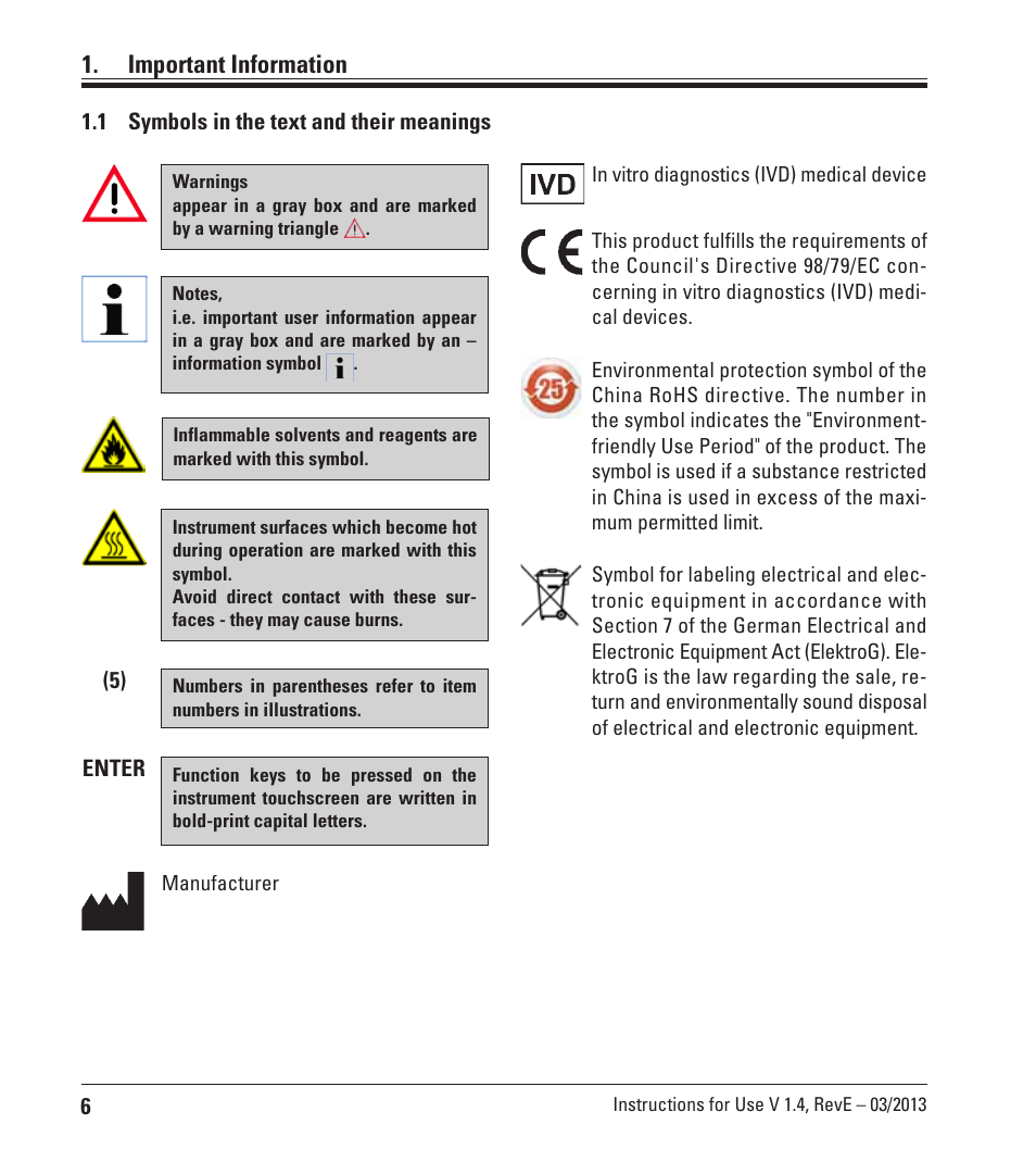 Important information, 1 symbols in the text and their meanings, Symbols in the text and their meanings | Leica Biosystems ASP200 S User Manual | Page 6 / 88