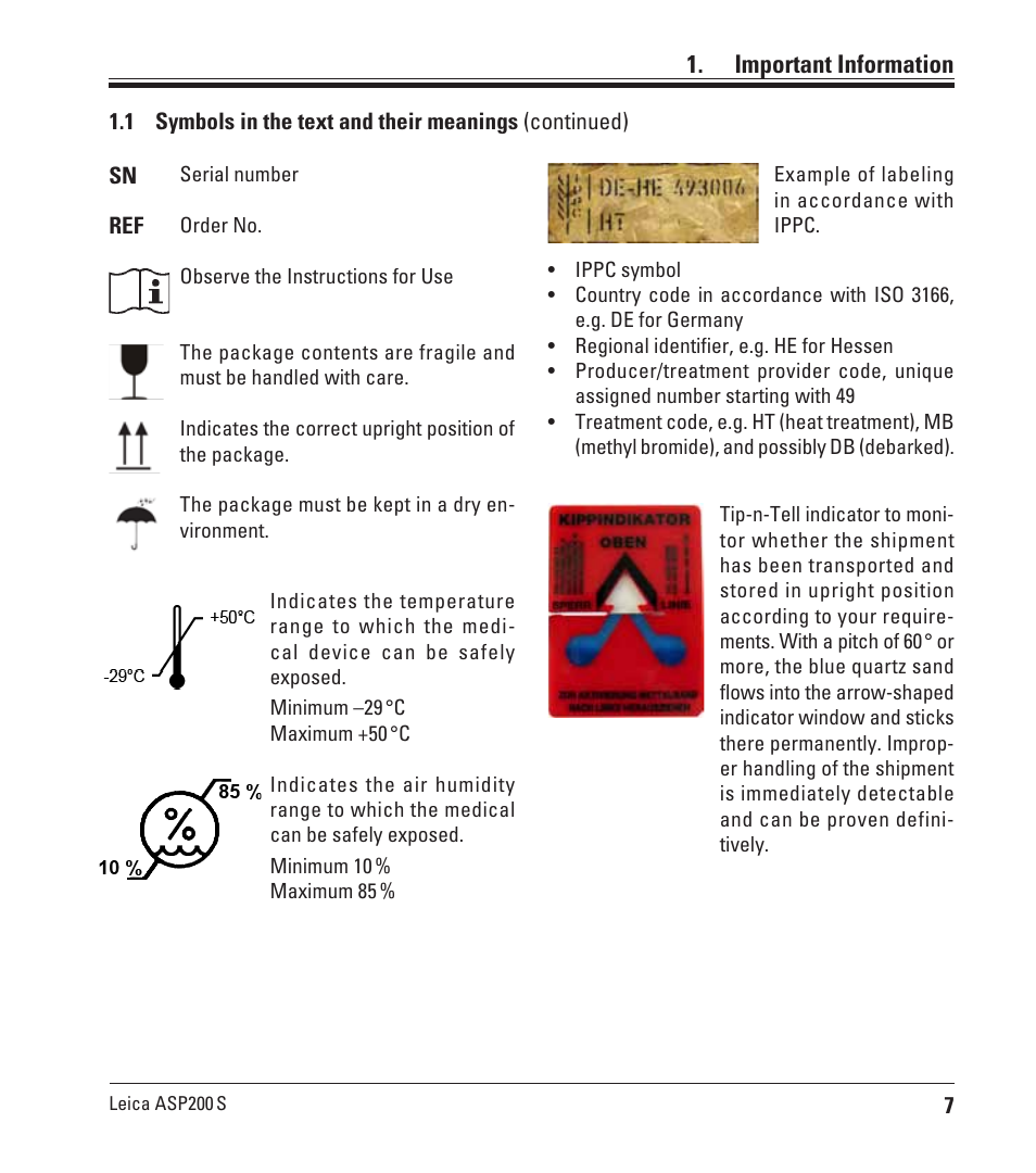 Important information | Leica Biosystems ASP200 S User Manual | Page 7 / 88