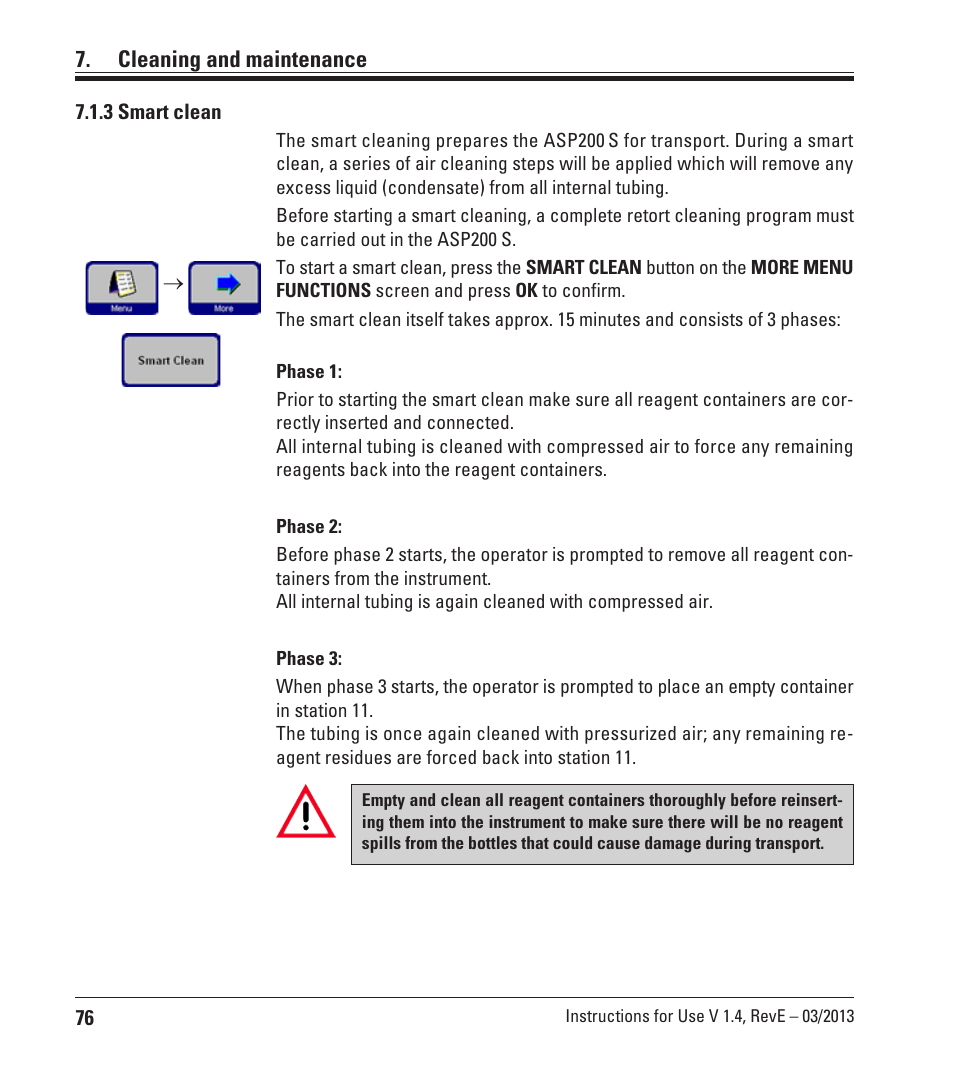 3 smart clean, Cleaning and maintenance | Leica Biosystems ASP200 S User Manual | Page 76 / 88