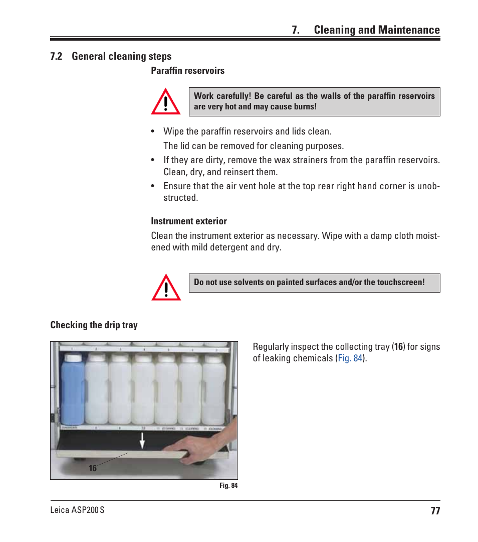 2 general cleaning steps, General cleaning steps, Cleaning and maintenance | Leica Biosystems ASP200 S User Manual | Page 77 / 88