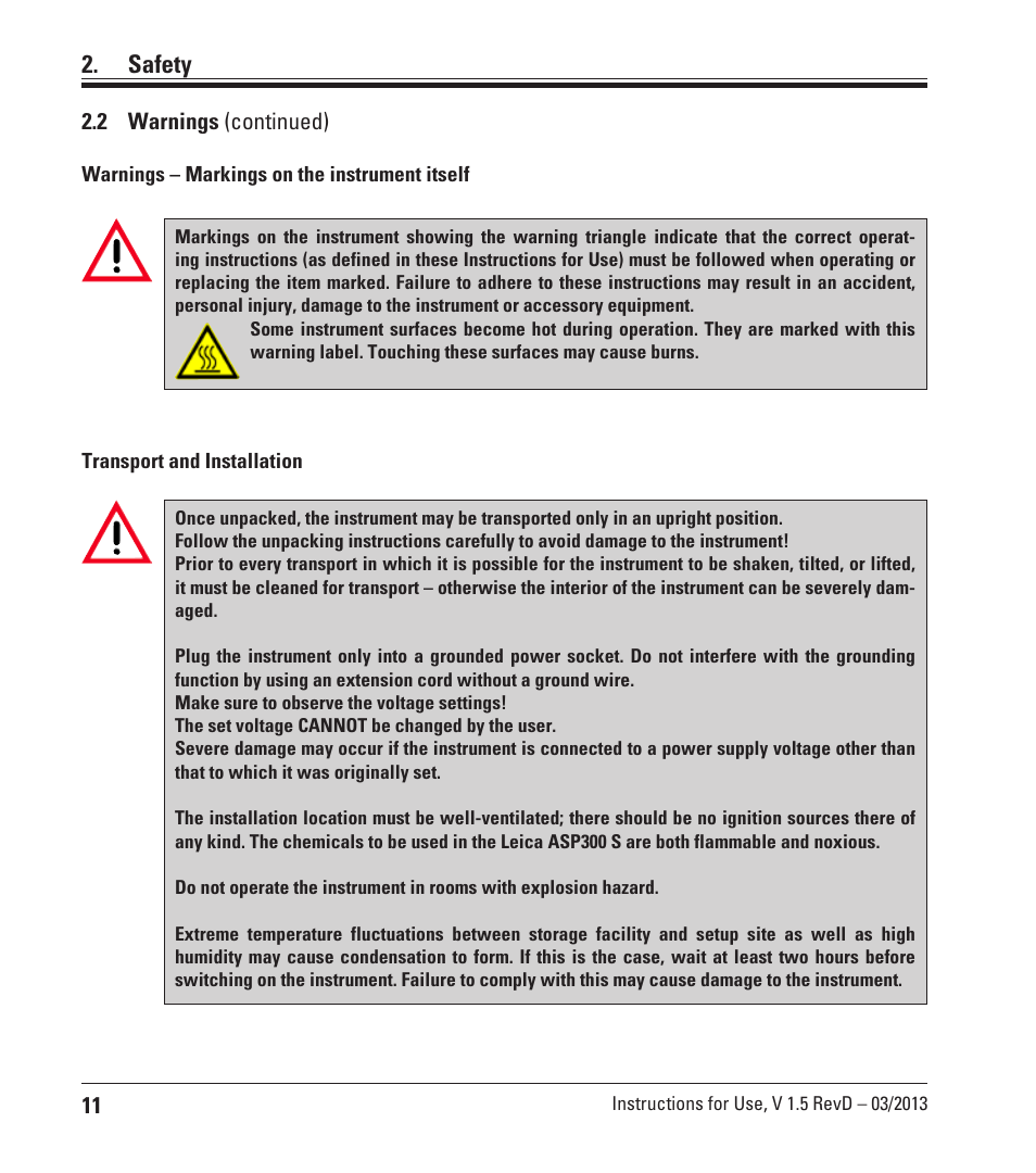 Safety | Leica Biosystems ASP300 S User Manual | Page 10 / 88