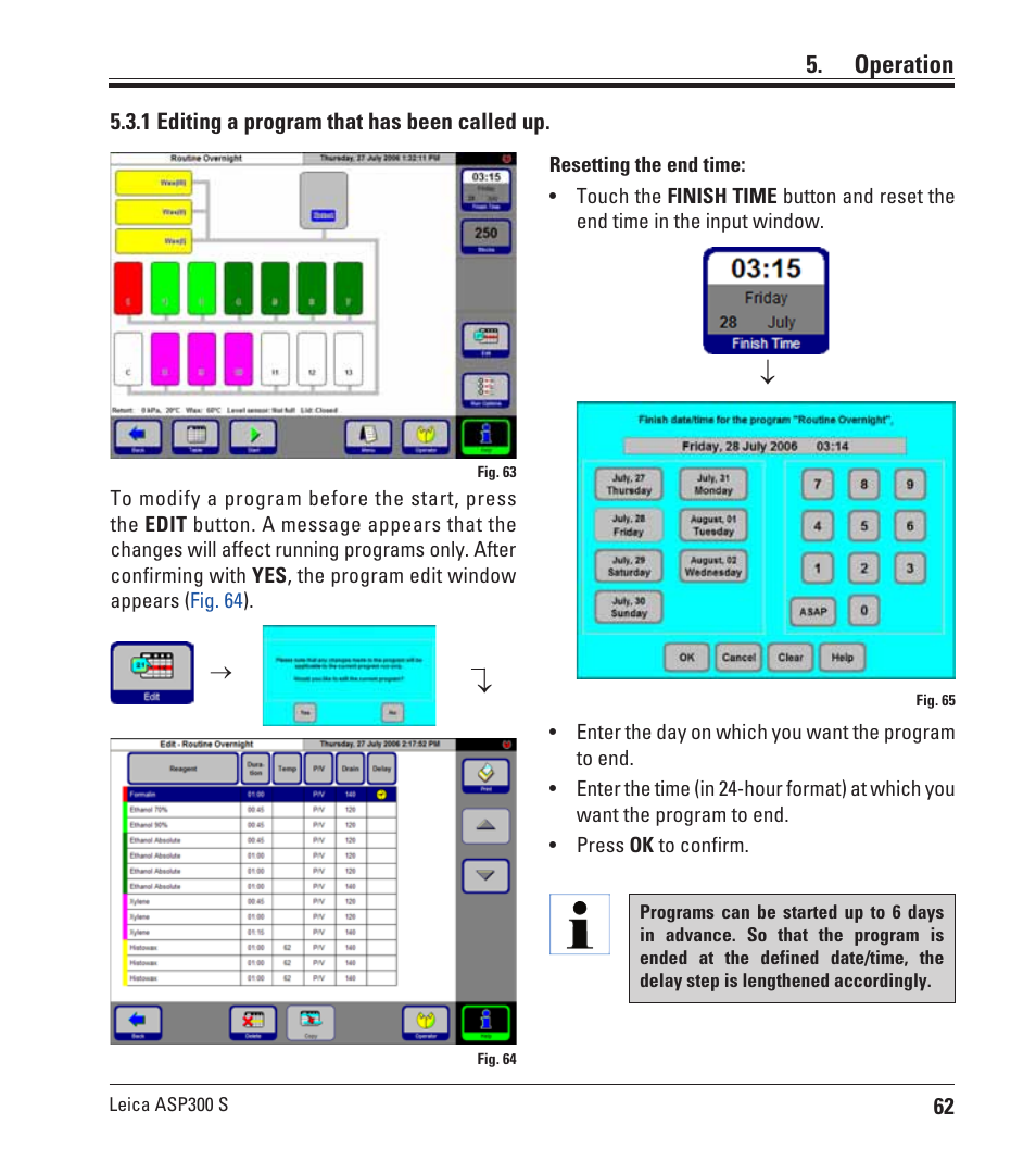 1 editing a program that has been called up, Operation | Leica Biosystems ASP300 S User Manual | Page 61 / 88