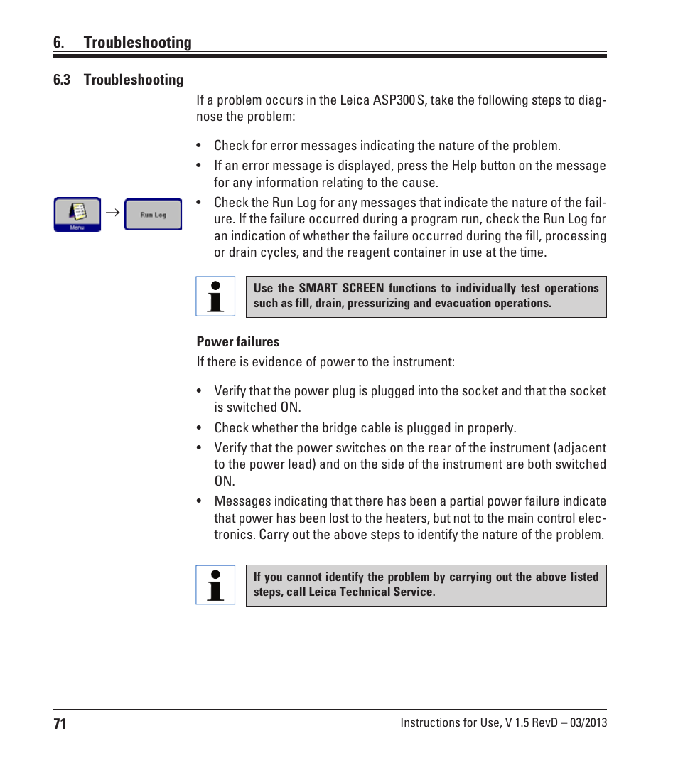 3 troubleshooting, Troubleshooting | Leica Biosystems ASP300 S User Manual | Page 70 / 88