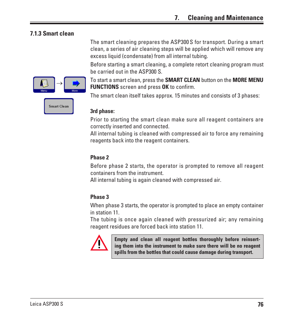 3 smart clean, Cleaning and maintenance | Leica Biosystems ASP300 S User Manual | Page 75 / 88