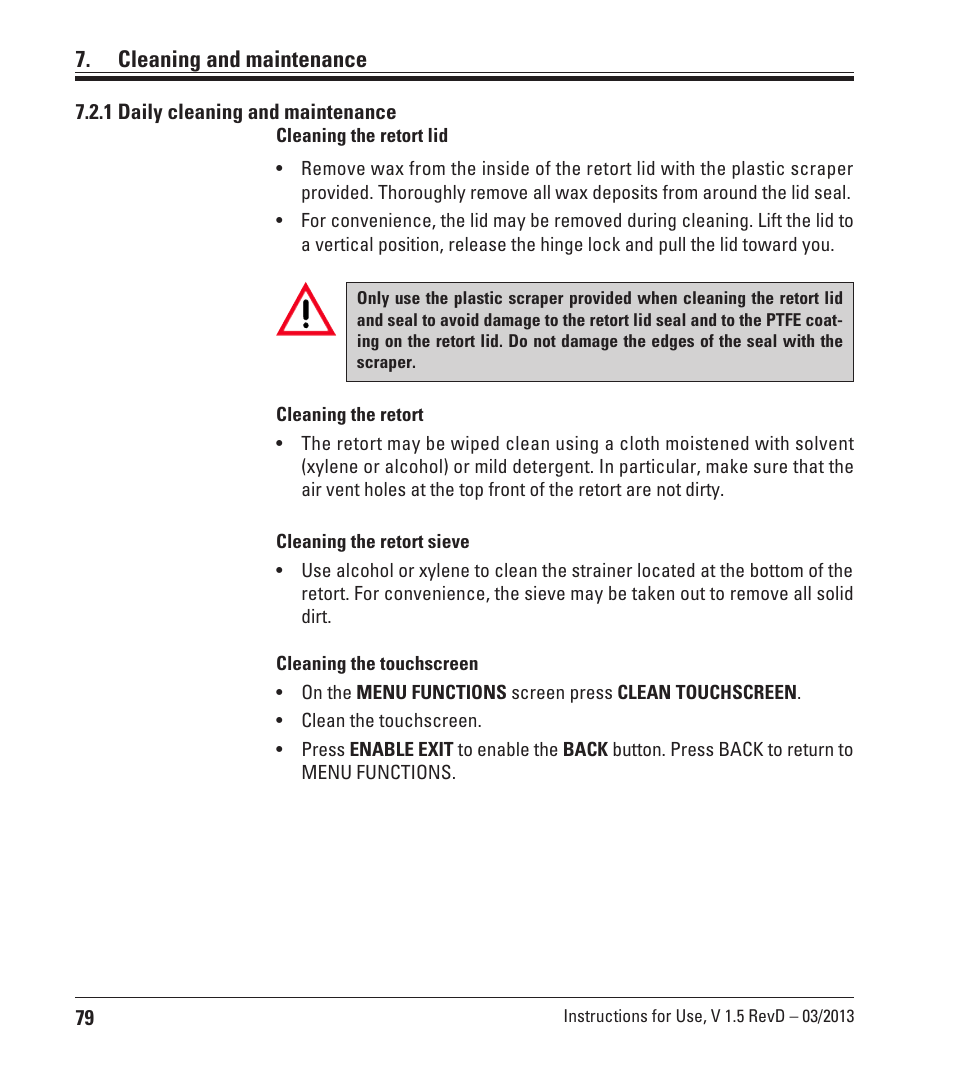 1 daily cleaning and maintenance, Cleaning and maintenance | Leica Biosystems ASP300 S User Manual | Page 78 / 88