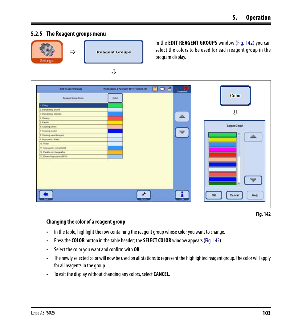 5 the reagent groups menu | Leica Biosystems ASP6025 User Manual | Page 105 / 178