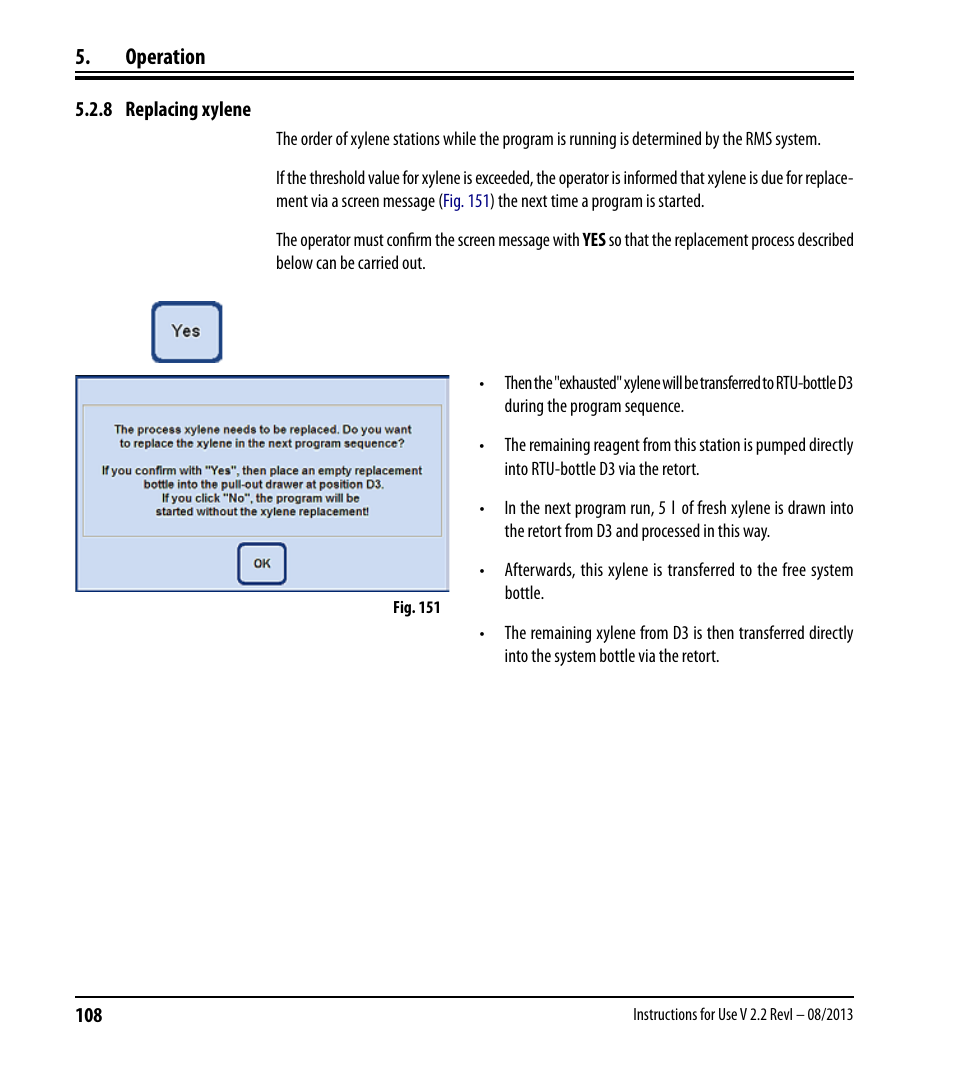 8 replacing xylene, Operation | Leica Biosystems ASP6025 User Manual | Page 110 / 178
