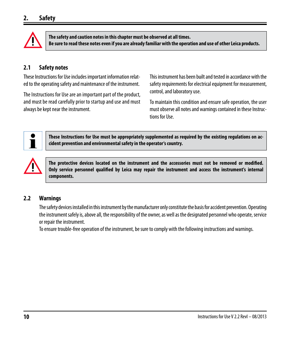 Safety, 1 safety notes, 2 warnings | Safety notes | Leica Biosystems ASP6025 User Manual | Page 12 / 178