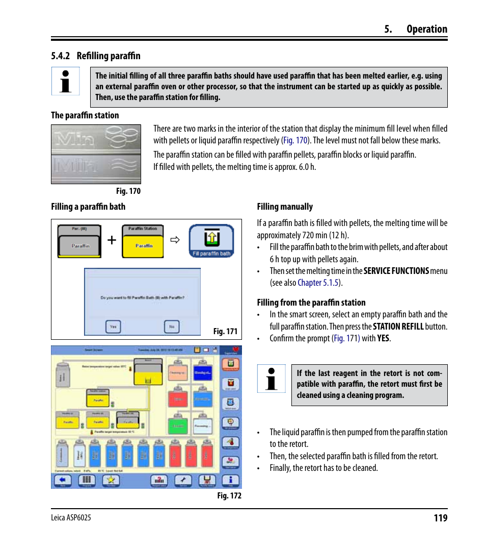 2 refilling paraffin, Operation | Leica Biosystems ASP6025 User Manual | Page 121 / 178