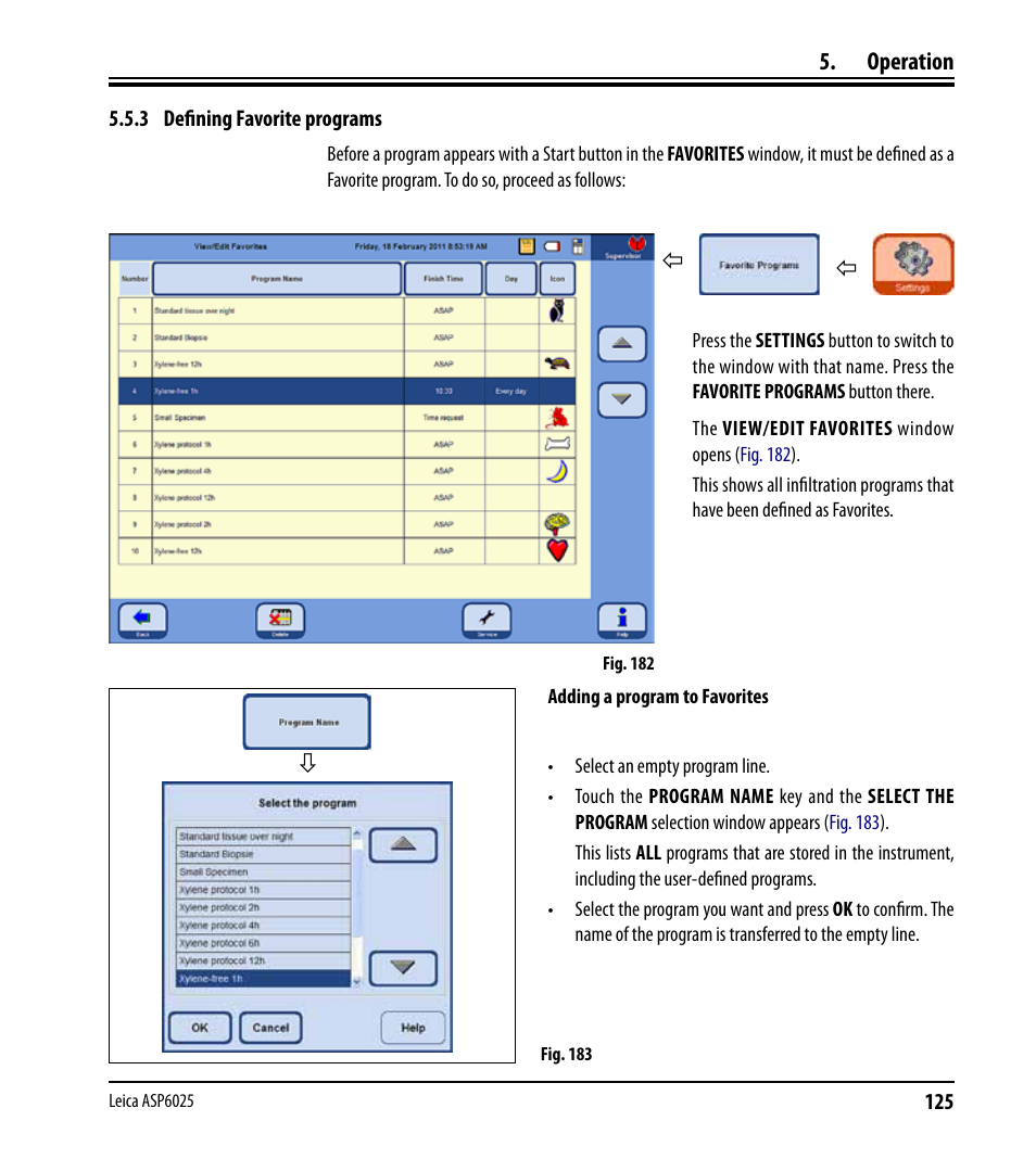 3 defining favorite programs | Leica Biosystems ASP6025 User Manual | Page 127 / 178