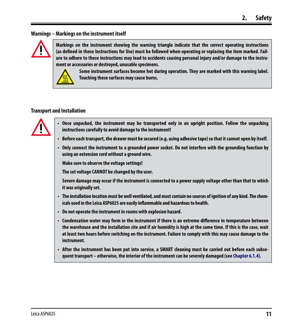 Safety | Leica Biosystems ASP6025 User Manual | Page 13 / 178