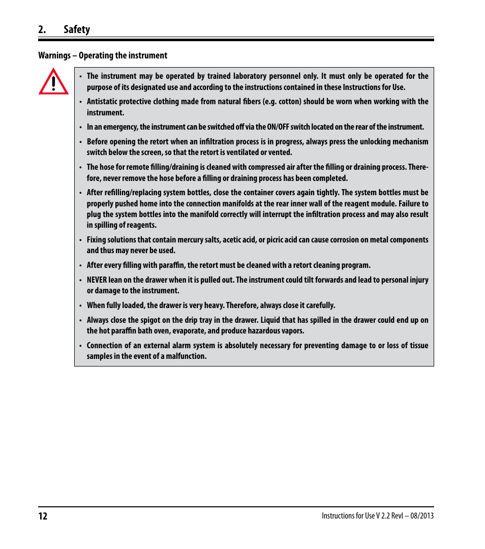 Safety | Leica Biosystems ASP6025 User Manual | Page 14 / 178