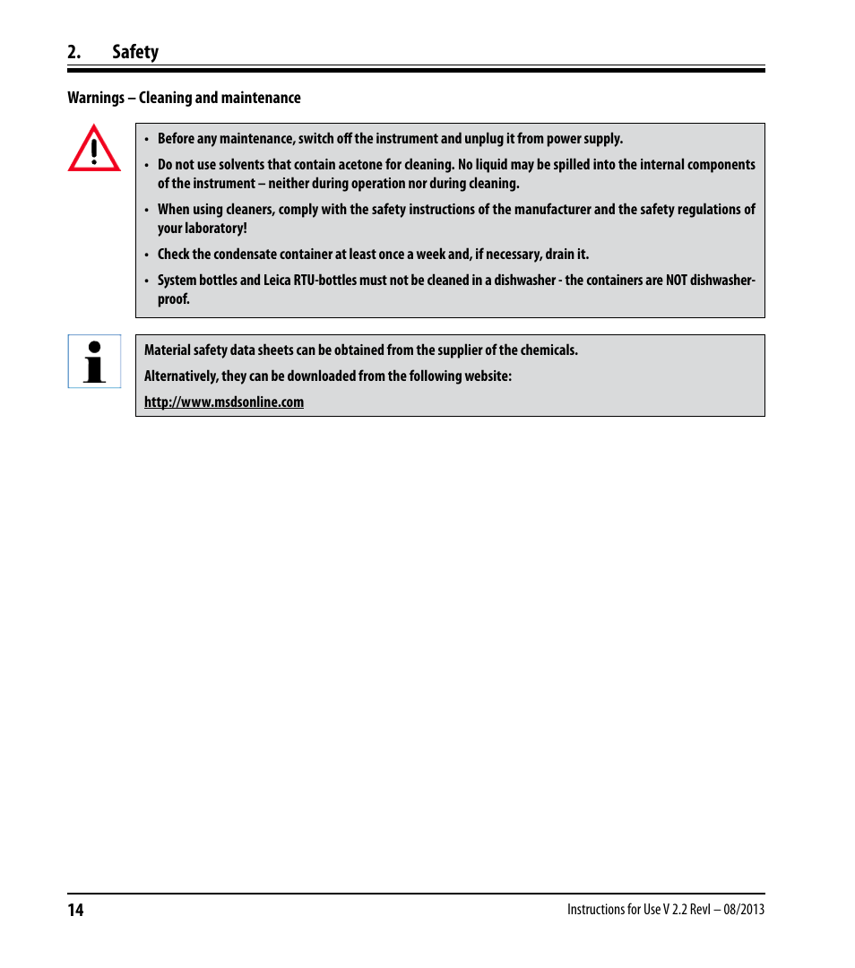 Safety | Leica Biosystems ASP6025 User Manual | Page 16 / 178