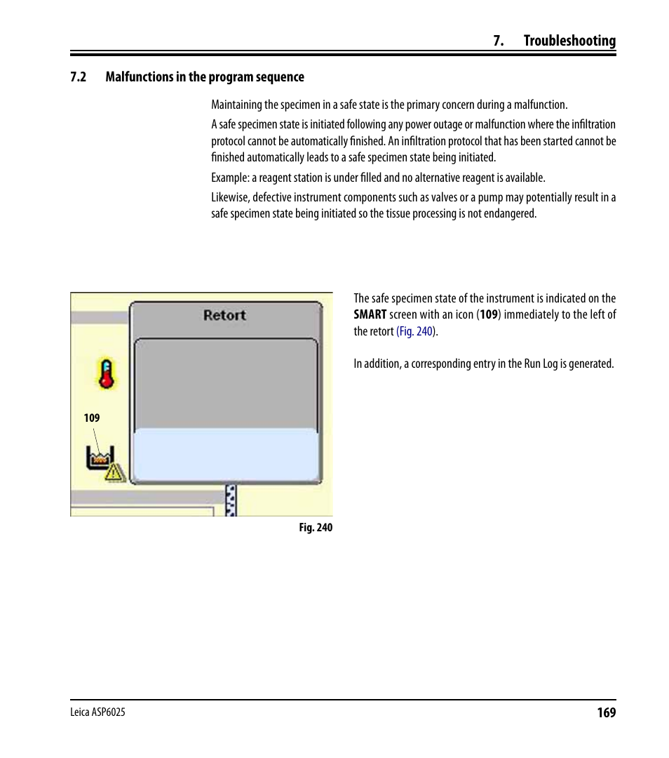 2 malfunctions in the program sequence, Malfunctions in the program sequence, Troubleshooting | Leica Biosystems ASP6025 User Manual | Page 171 / 178