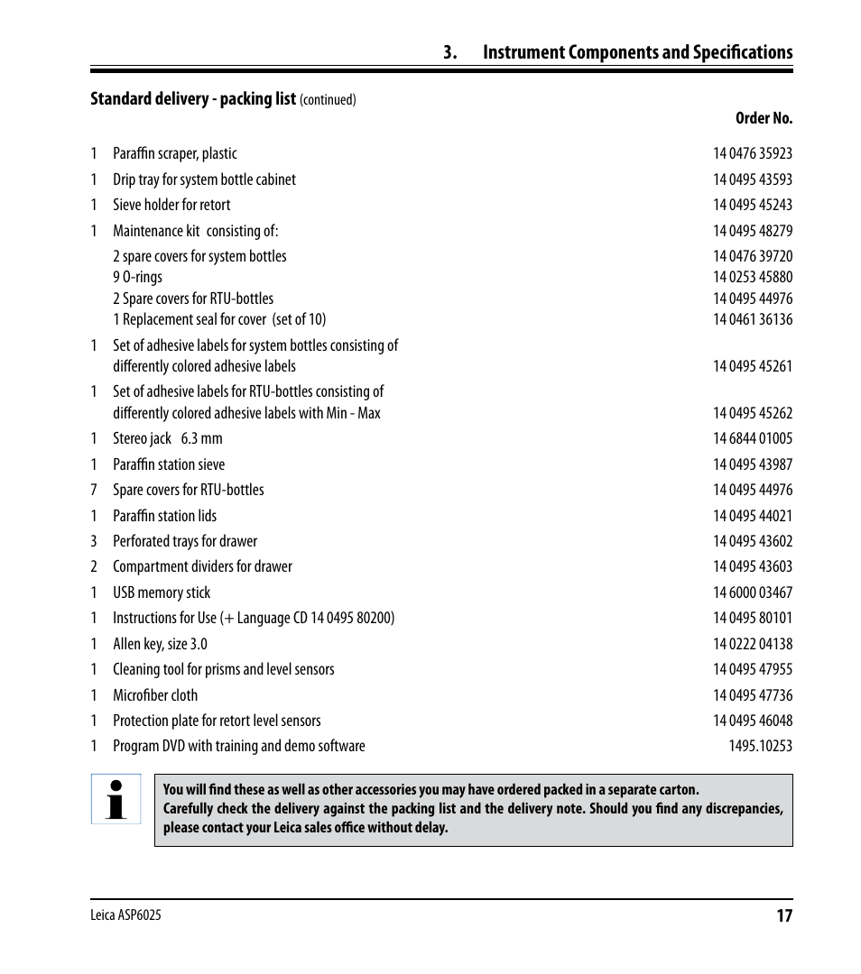 Instrument components and specifications | Leica Biosystems ASP6025 User Manual | Page 19 / 178