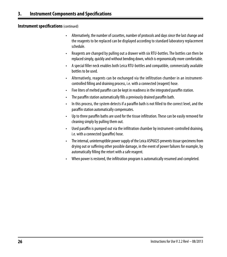 Instrument components and specifications | Leica Biosystems ASP6025 User Manual | Page 28 / 178