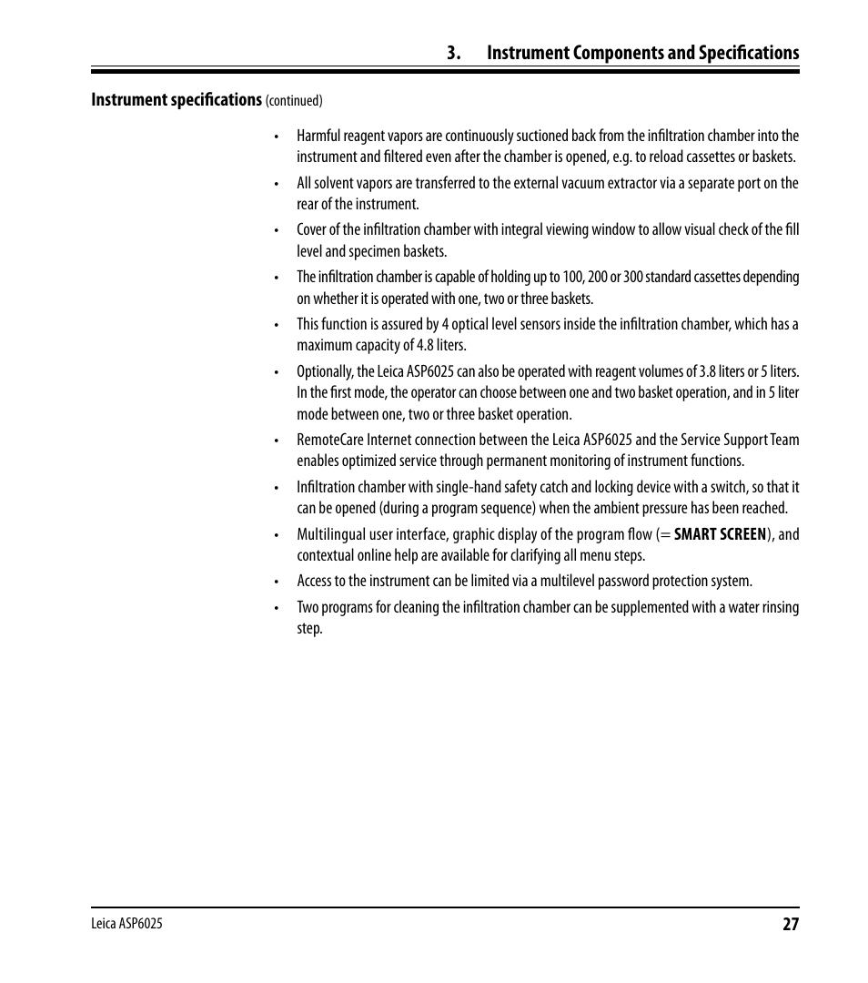 Instrument components and specifications | Leica Biosystems ASP6025 User Manual | Page 29 / 178