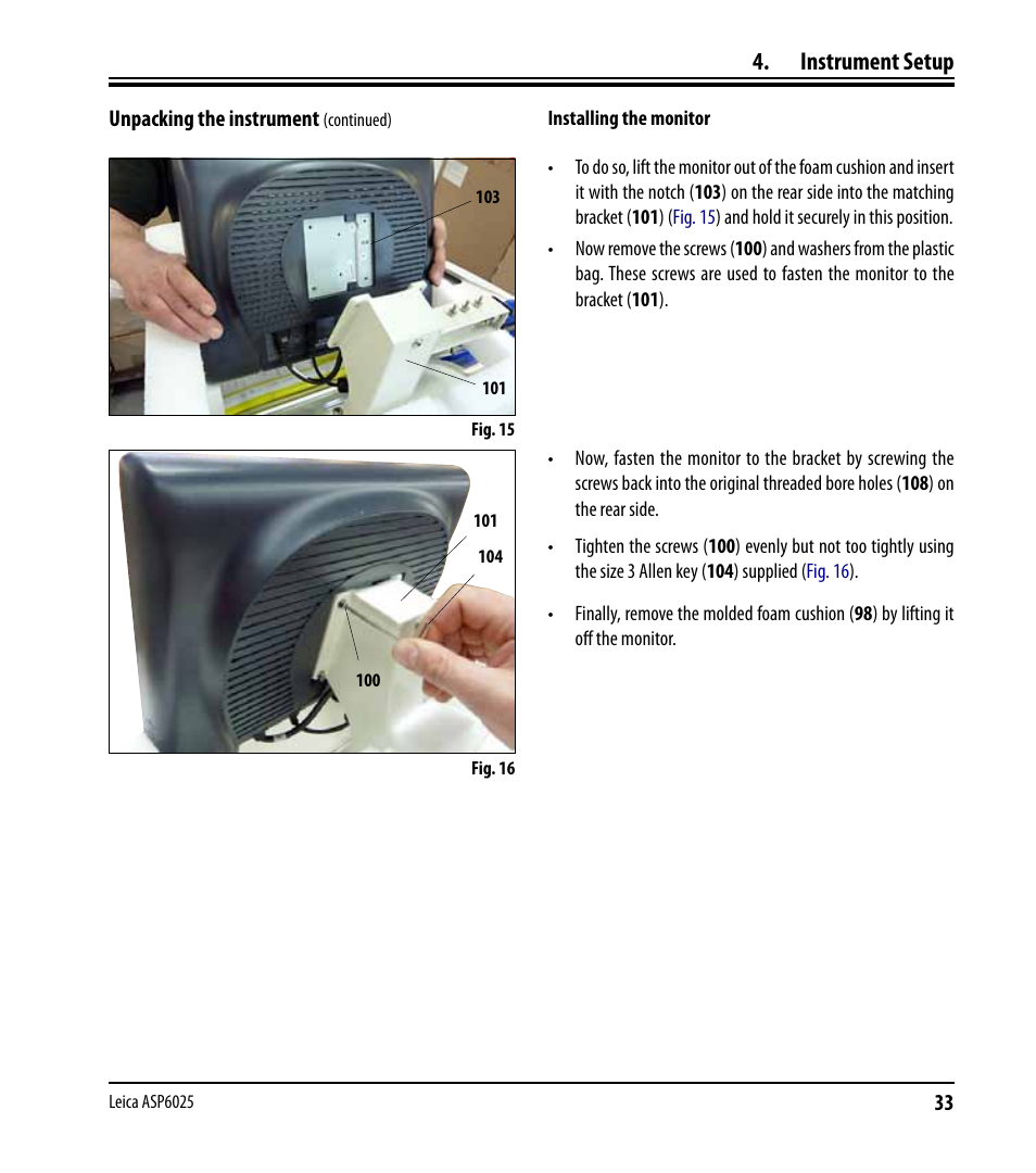 Instrument setup | Leica Biosystems ASP6025 User Manual | Page 35 / 178