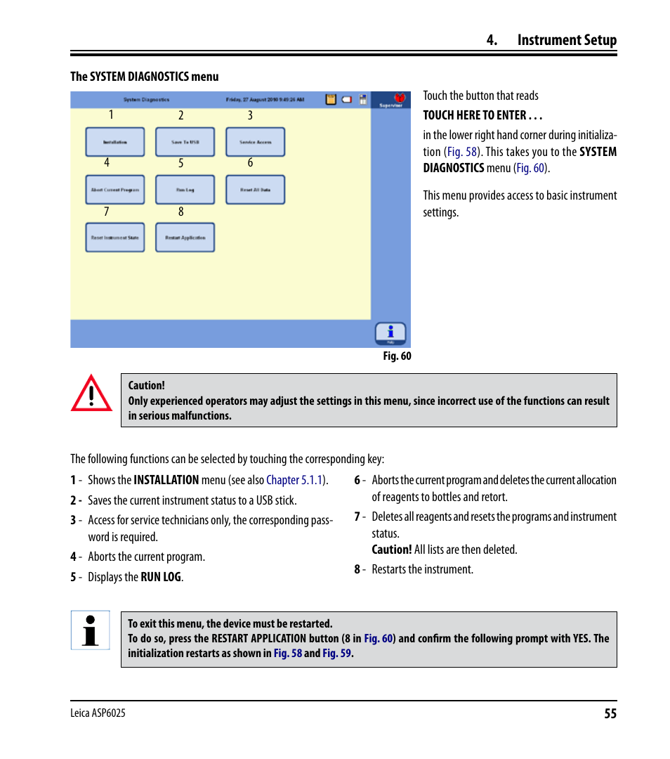 Instrument setup | Leica Biosystems ASP6025 User Manual | Page 57 / 178