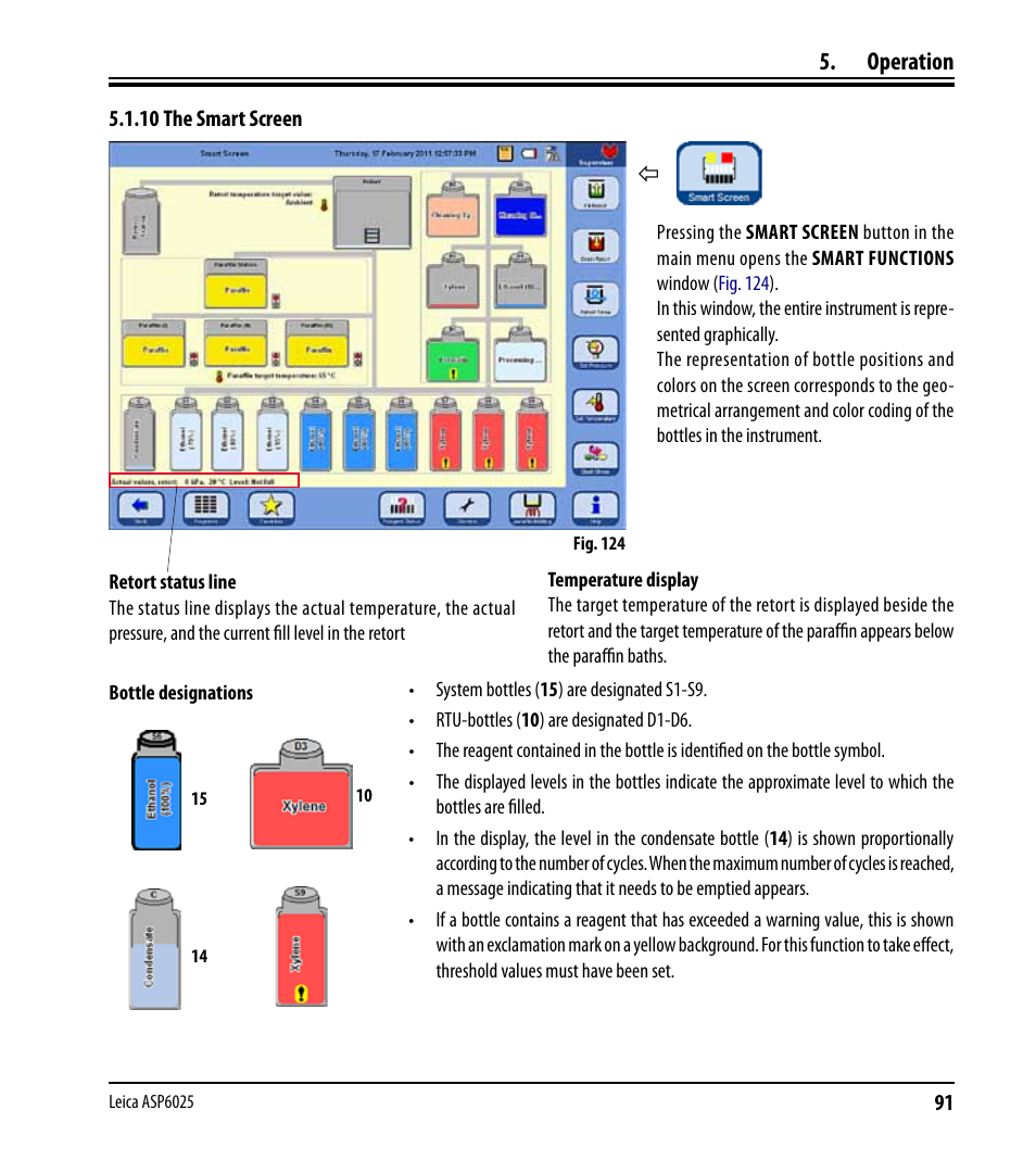 10 the smart screen, Operation | Leica Biosystems ASP6025 User Manual | Page 93 / 178